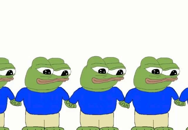 A row of Apus holding hands